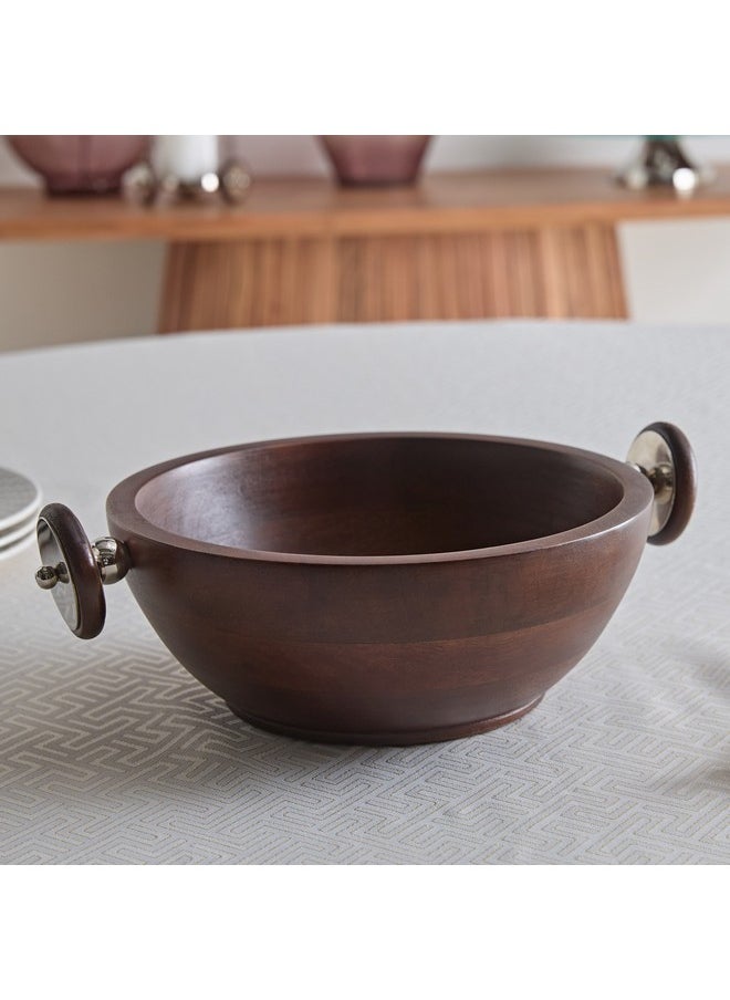 Obje Wooden Bowl with Wheel Handle 33 x 11.5 x 25.5 cm