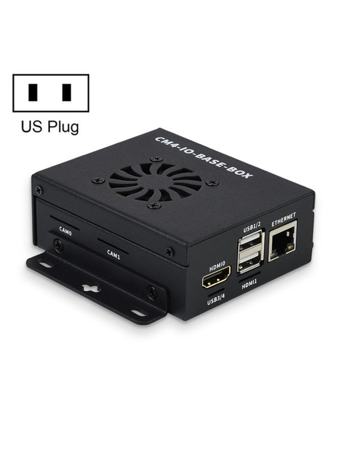 Waveshare Mini IO Board Lite Ver Mini-Computer Base Box with Metal Case & Cooling Fan for Raspberry Pi CM4(US Plug)