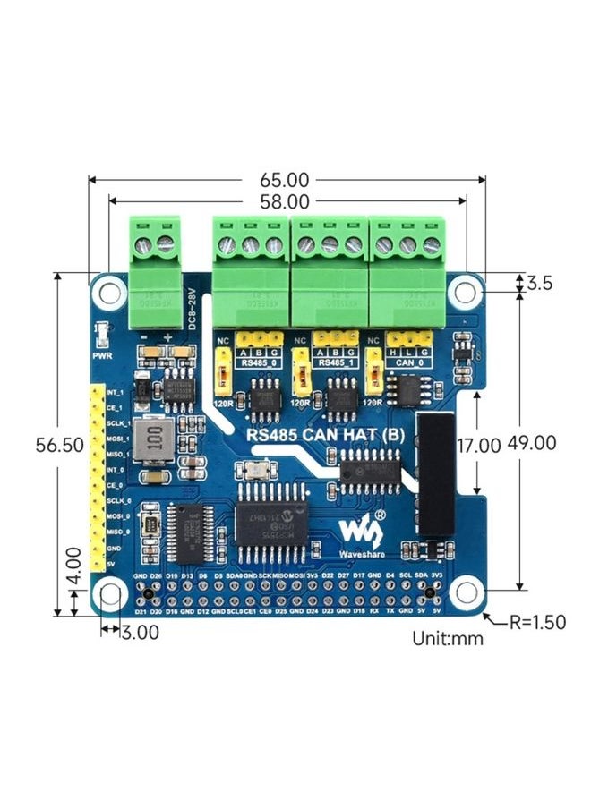 Waveshare Isolated RS485 CAN HAT For Raspberry Pi