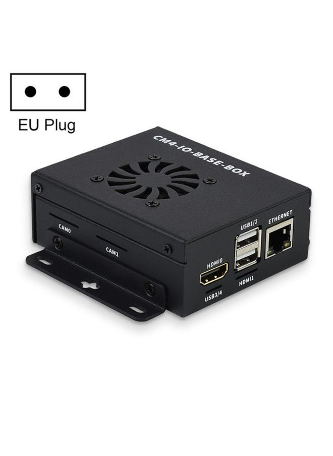 Waveshare Mini IO Board Lite Ver Mini-Computer Base Box with Metal Case & Cooling Fan for Raspberry Pi CM4(EU Plug)