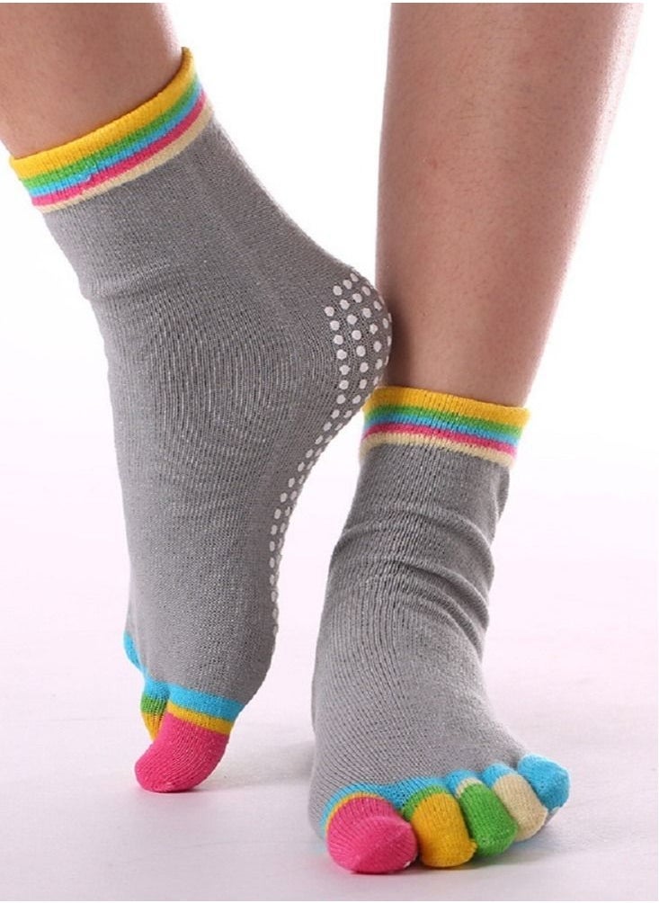 Toe Socks 4 Pairs Women's Non-Slip Toe Socks Five Finger Socks For Running Pilates Ballet Fitness