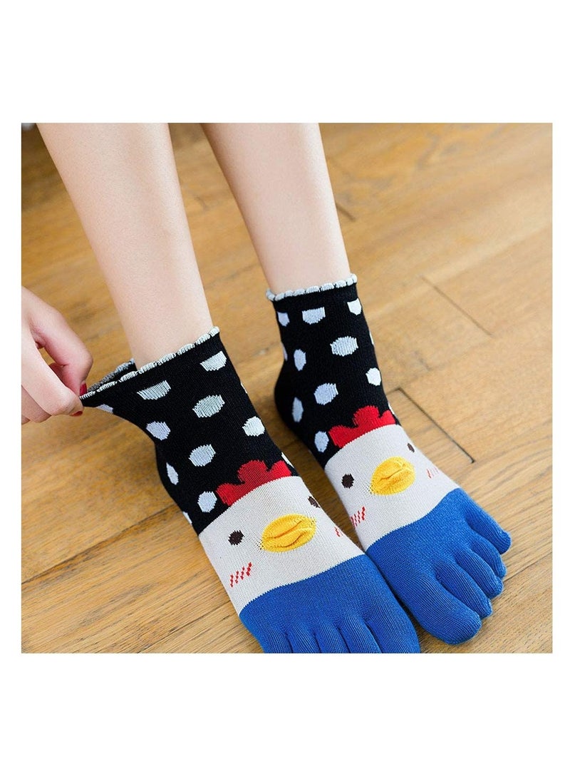 Womens Toe Socks Ladies Five Finger Cotton Socks, Funny Cute Cat Animal Ankle Novelty Sports with Toe, Christm as socks(4 Pairs)