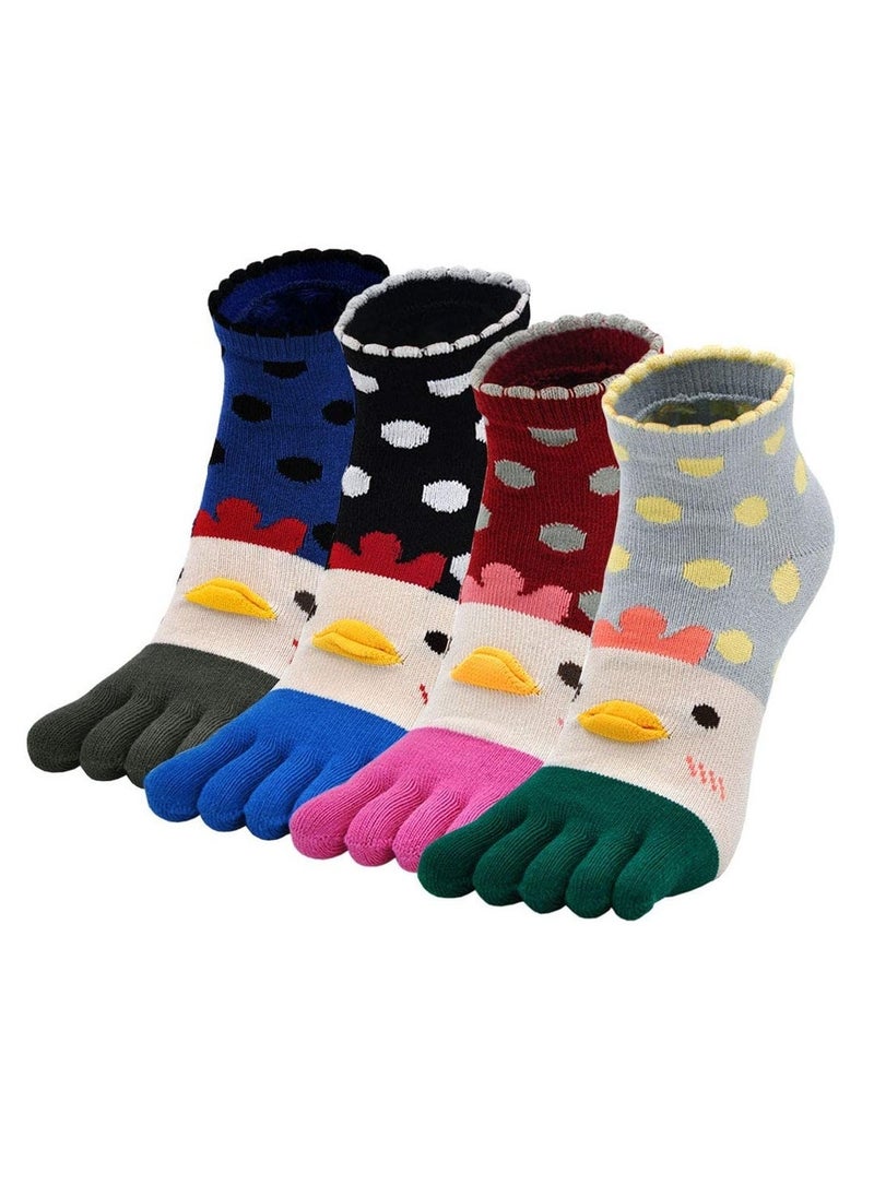 Womens Toe Socks Ladies Five Finger Cotton Socks, Funny Cute Cat Animal Ankle Novelty Sports with Toe, Christm as socks(4 Pairs)