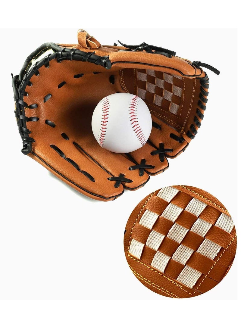 Baseball Glove, Sports Batting Gloves with Baseball PU Leather Left Hand Catcher's Mitt 10.5