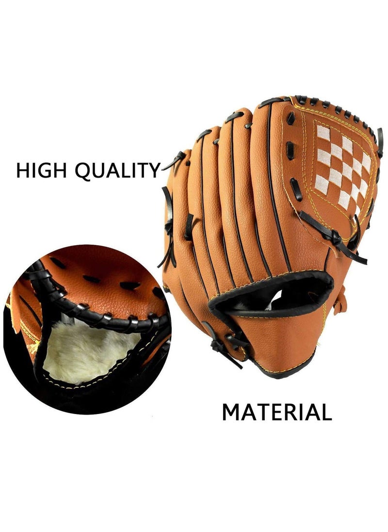 Baseball Glove, Sports Batting Gloves with Baseball PU Leather Left Hand Catcher's Mitt 10.5