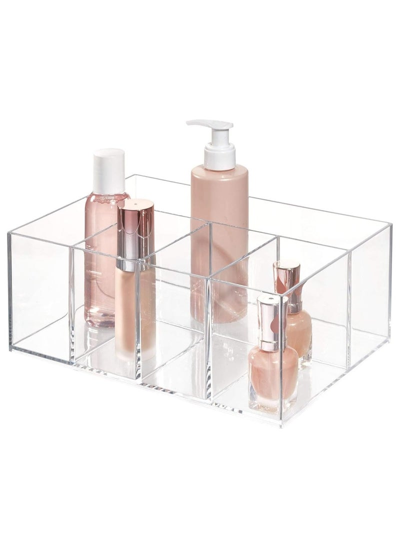 Idesign Interdesign Organizer For Vanity Cabinet To Hold Makeup Beauty Products Hair Accessories – 5 Compartments, Clear Clarity Cosmetic, 5 Section