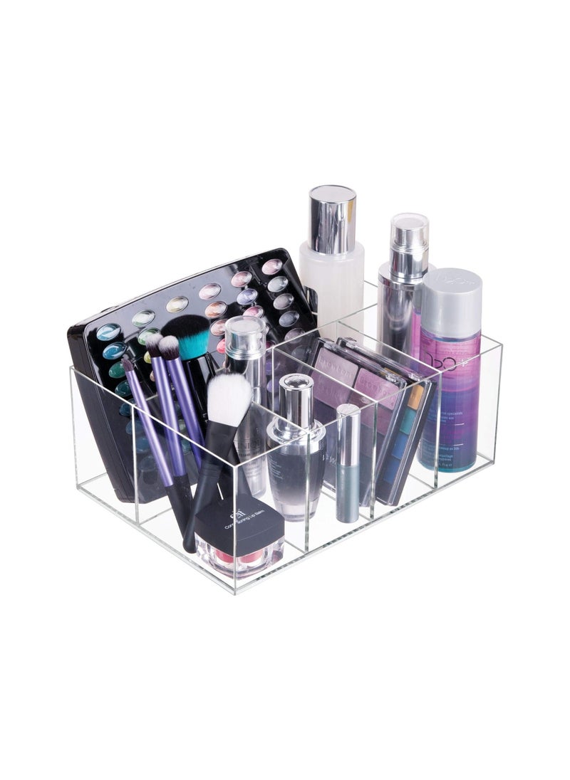 Idesign Interdesign Organizer For Vanity Cabinet To Hold Makeup Beauty Products Hair Accessories – 5 Compartments, Clear Clarity Cosmetic, 5 Section