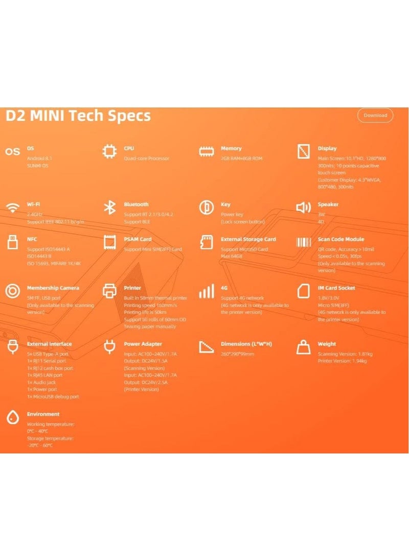 Sunmi D2 Mini Desktop POS Terminal printer
