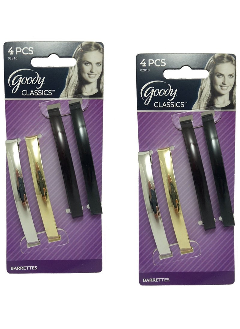 Goody Womens Classic Metal Domed Barrettes (3-1/4 inches) ([2 Pack of 4)