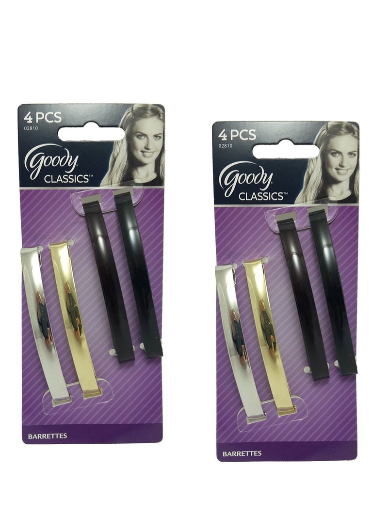 Goody Womens Classic Metal Domed Barrettes (3-1/4 inches) ([2 Pack of 4)