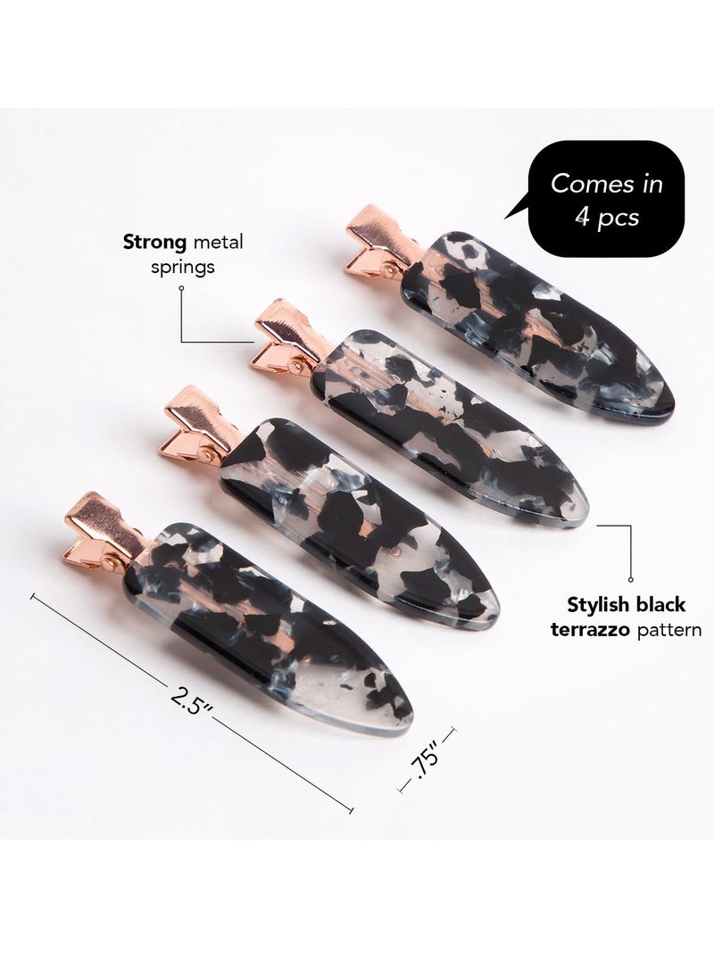 Kitsch Creaseless Hair Pins, No Crease Hair Clips for Makeup, No Bend Hair Clips for Styling, Stylish Makeup Hair Clips & Hair Styling Clips, Pin Curl Clips for Hair, 4pc Set