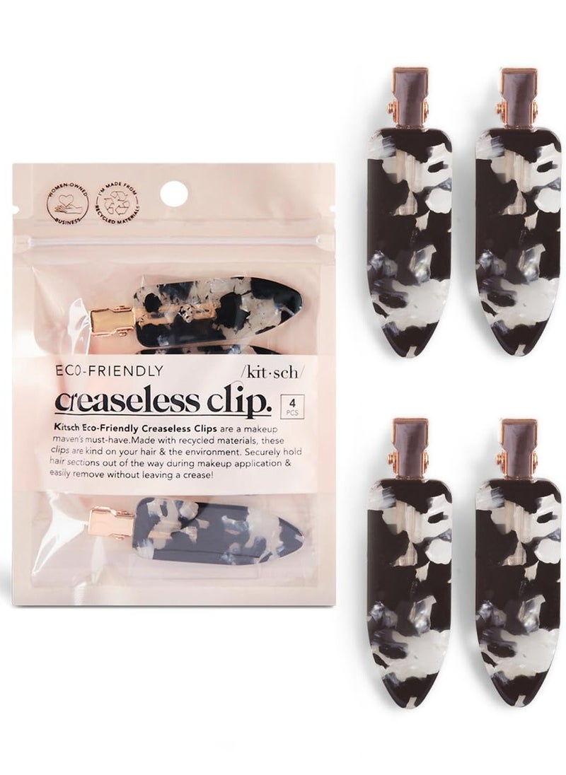 Kitsch Creaseless Hair Pins, No Crease Hair Clips for Makeup, No Bend Hair Clips for Styling, Stylish Makeup Hair Clips & Hair Styling Clips, Pin Curl Clips for Hair, 4pc Set