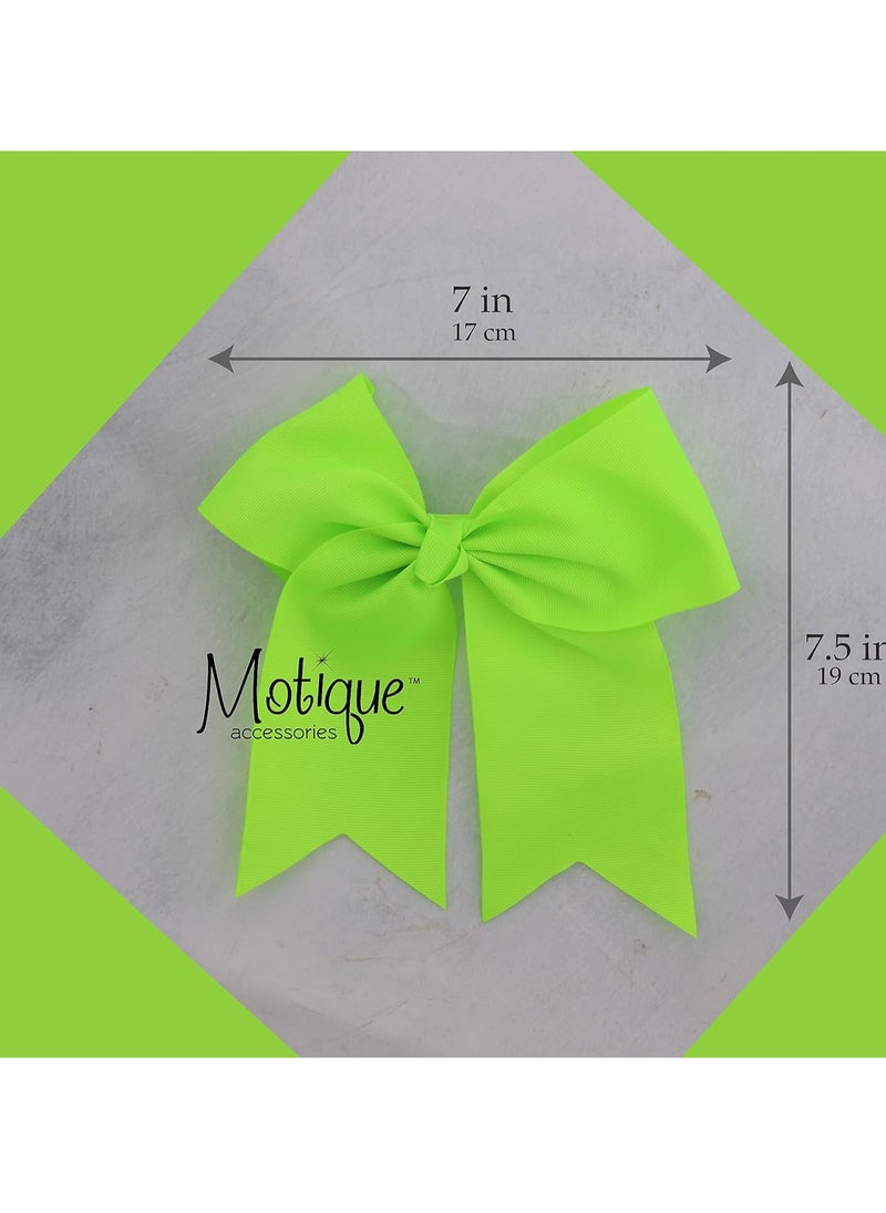 Jumbo Bow Clip with Tails (Neon Green)