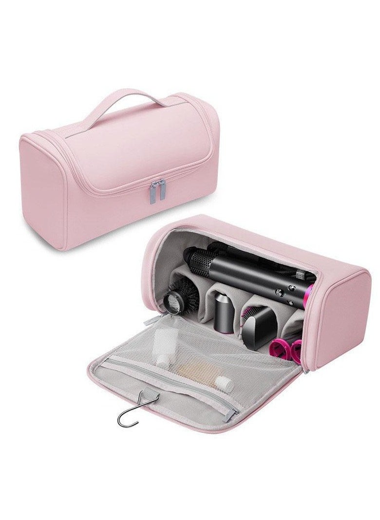 Travel Organizer for Dyson Aiwrap Curling Iron Styler Compatible Portable Hair Dryer and Accessories (baby pink)