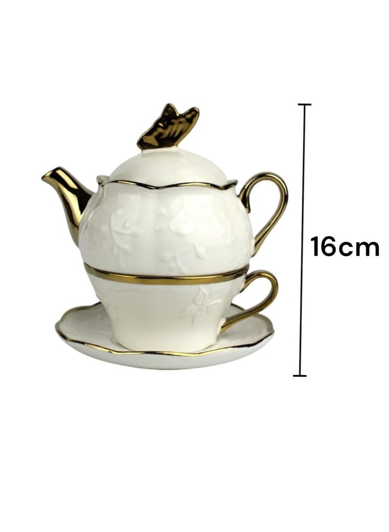 Porcelain Teapot and Cup Set for Herbal Tea – Ideal Single-Person Teapot Set