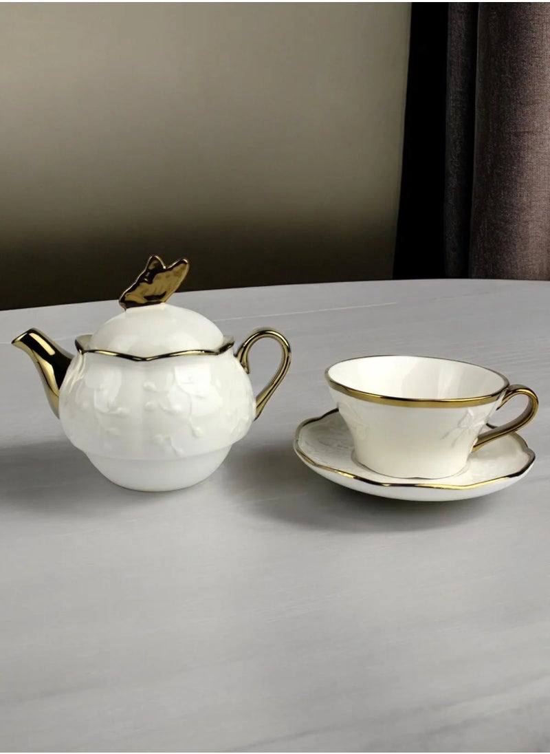 Porcelain Teapot and Cup Set for Herbal Tea – Ideal Single-Person Teapot Set