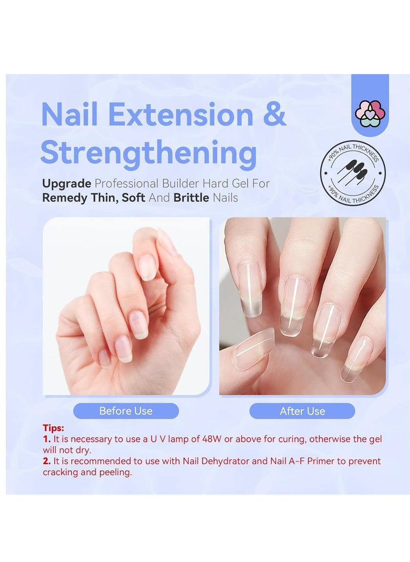 SAVILAND Builder Nail Gel Kit - 60g Clear Nail Extension Gel Set Nail Strengthen Nail Art Manicure Set with 100PCS Nail Forms and Acrylic Nail Brush for Beginners