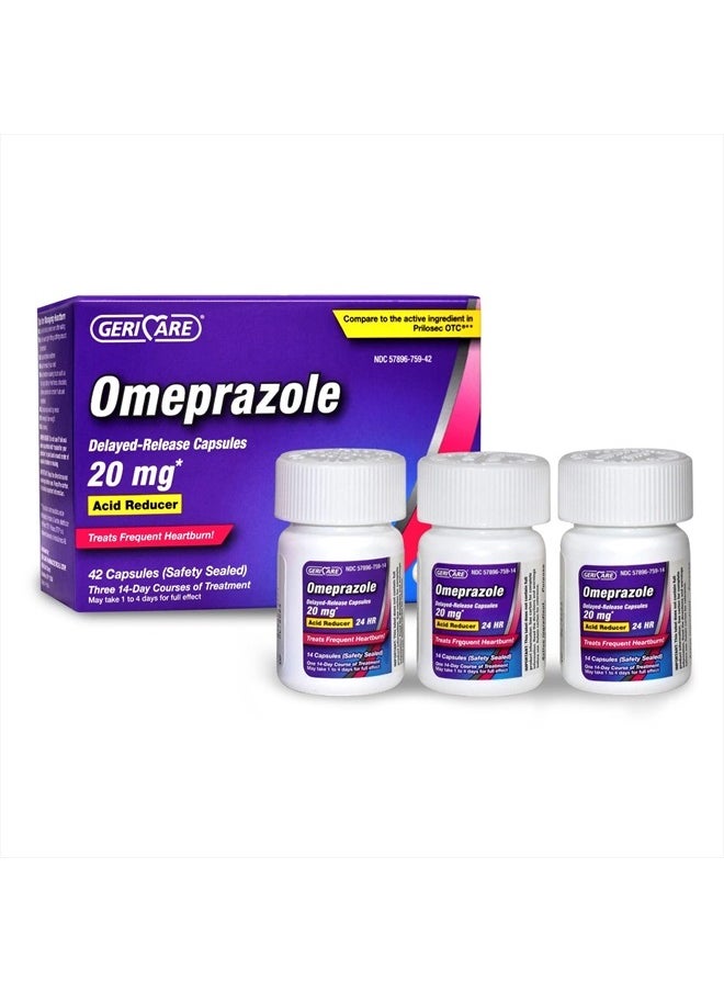 Omeprazole Delayed Release Capsules 20.6mg - Acid Reducer Pills for 24 Hour Heartburn Relief - Acid Reflux Medicine to Treat Frequent Heartburn (42 Count)