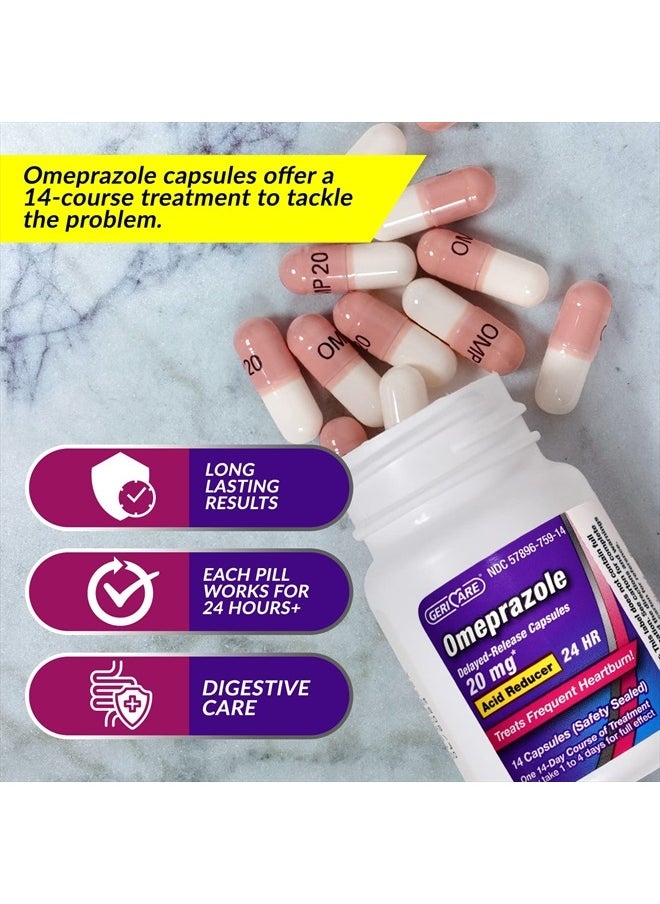 Omeprazole Delayed Release Capsules 20.6mg - Acid Reducer Pills for 24 Hour Heartburn Relief - Acid Reflux Medicine to Treat Frequent Heartburn (42 Count)