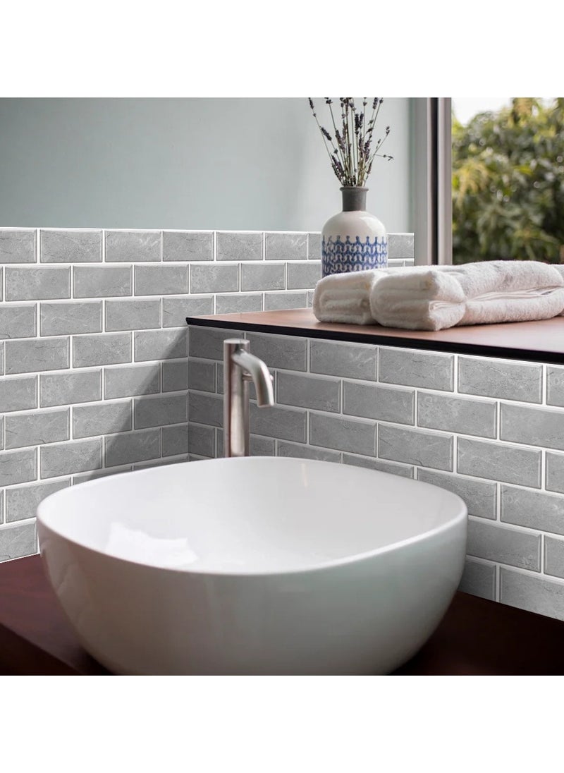 3D Wall Panels Peel and Stick Wallpaper 12PCS 30 x 15cm Wall Tiles Self Adhesive Waterproof Wall Sticker Brick Wallpaper Decorative Tiles Stickers for Kitchen Bathroom Wall Decor