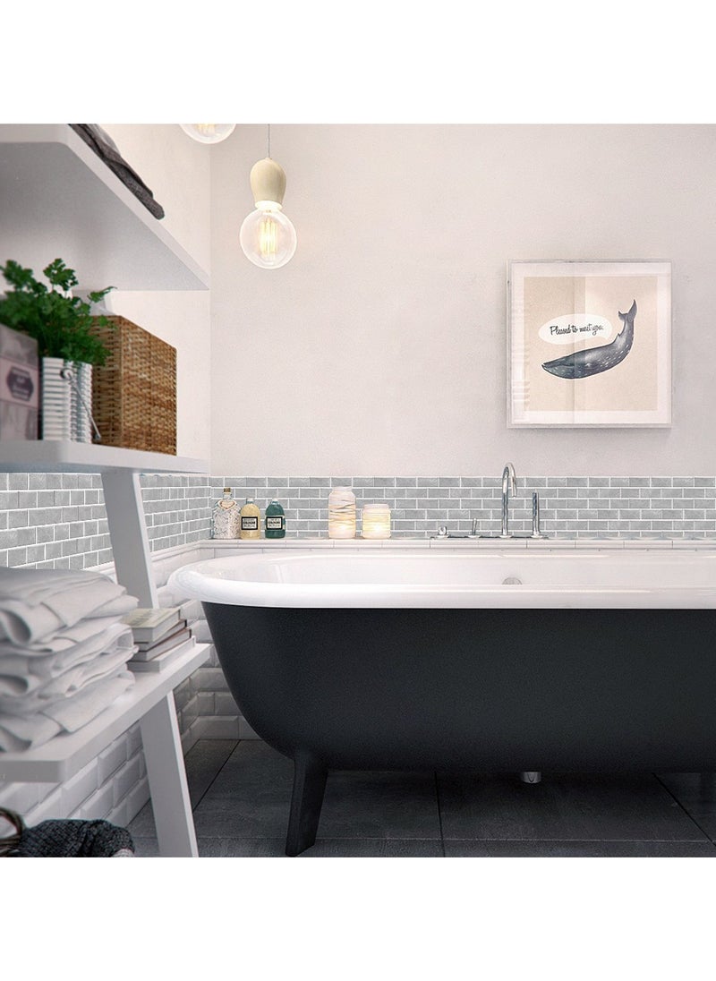 3D Wall Panels Peel and Stick Wallpaper 12PCS 30 x 15cm Wall Tiles Self Adhesive Waterproof Wall Sticker Brick Wallpaper Decorative Tiles Stickers for Kitchen Bathroom Wall Decor