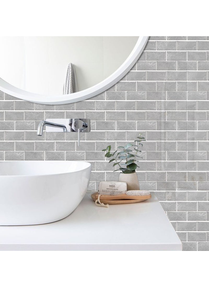 3D Wall Panels Peel and Stick Wallpaper 12PCS 30 x 15cm Wall Tiles Self Adhesive Waterproof Wall Sticker Brick Wallpaper Decorative Tiles Stickers for Kitchen Bathroom Wall Decor
