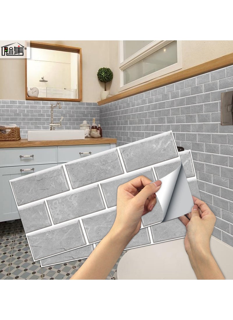 3D Wall Panels Peel and Stick Wallpaper 12PCS 30 x 15cm Wall Tiles Self Adhesive Waterproof Wall Sticker Brick Wallpaper Decorative Tiles Stickers for Kitchen Bathroom Wall Decor