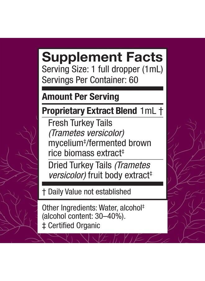 Turkey Tail Extract - Digestive Health & Immune Response Support Supplement - Mushroom Supplement for Gastrointestinal & Gut Microbiome Support - 2 fl oz (60 Servings)*