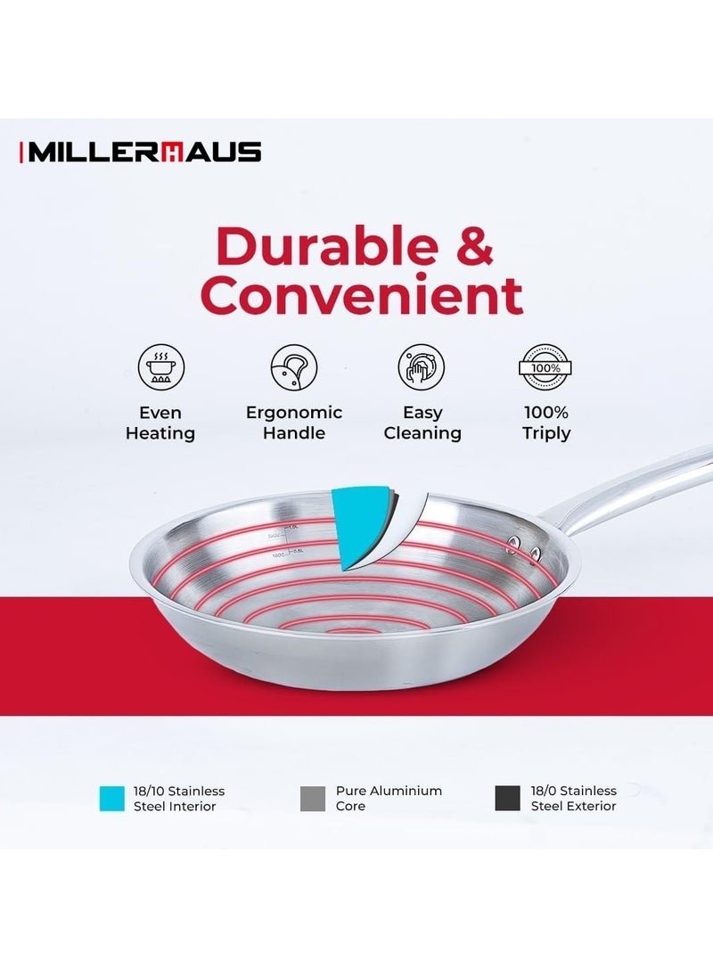 Millerhaus Tri-Ply Frypan 24cm Stainless Steel