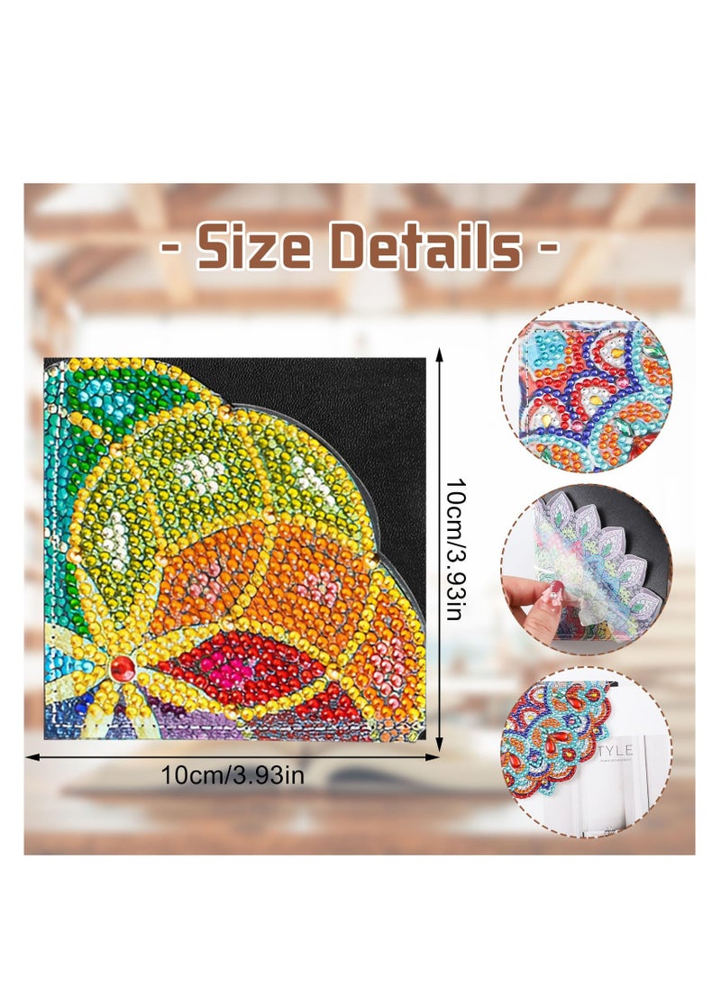 DIY Triangle Diamond Painting Bookmarks, 6 Pcs Rhinestone PU Leather Kits for Adults and Kids, Ideal for Home, Office and School Reading