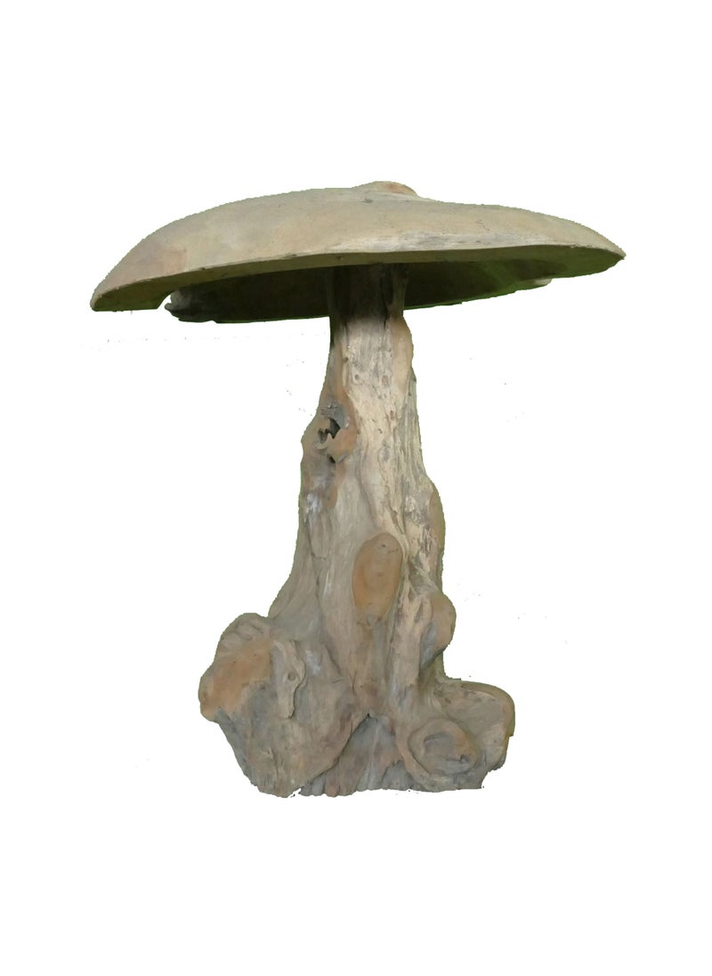 Wooden mushroom statue made from teak wood root 50cm height