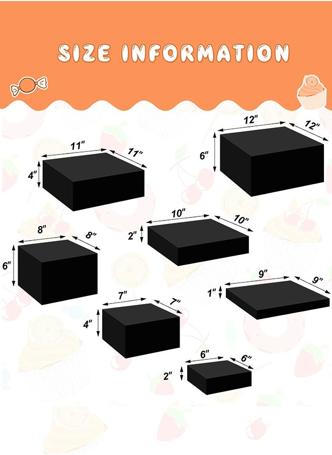 7 Pcs Black Acrylic Cube Nesting Risers with Hollow Bottoms Perfect Modern Design Dice Display Blocks for Photo Prop, Trophies, Artefacts, and Decorations