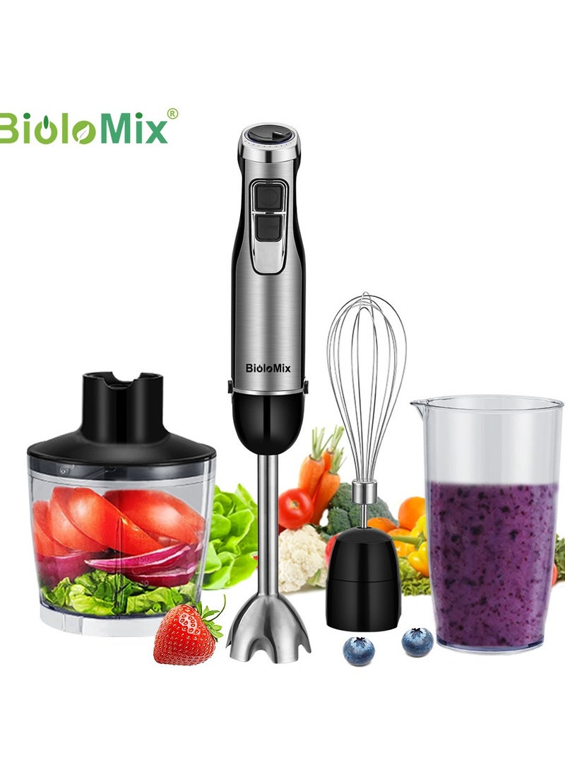 BioloMix - high power hand blender, 4 in 1, 1200W, includes stainless steel ice blades, chopper and smoothie bowl.