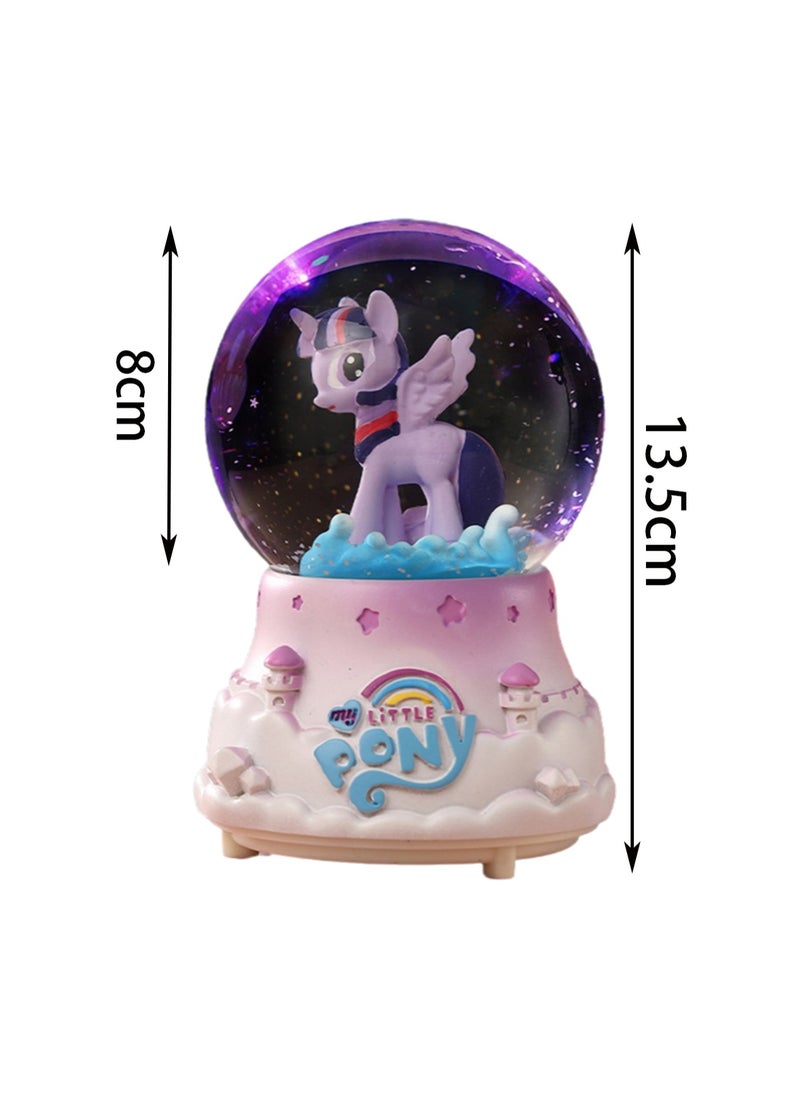 Purple Unicorn Snow Globe Spinning Music Box With Color Changing Led Lights Plays Songs Like Castle In The Sky, Music Birthday Gift For Kids Girls Women