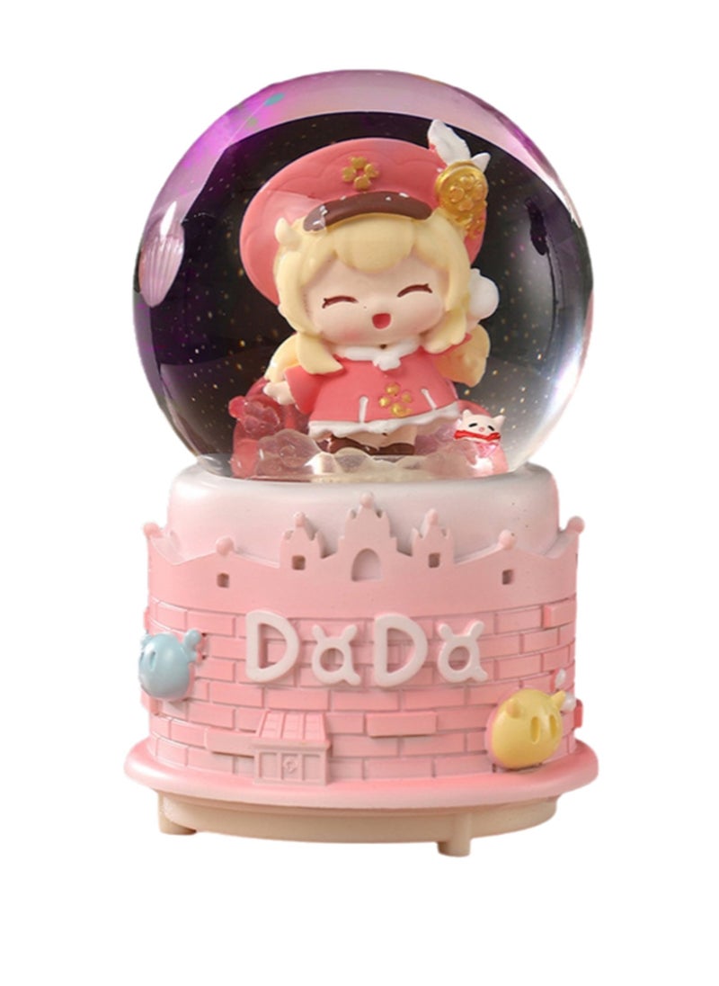 Red Hat Girls Snow Globe Spinning Music Box With Color Changing Led Lights Plays Songs Like Castle In The Sky, Music Birthday Gift For Kids Girls Women