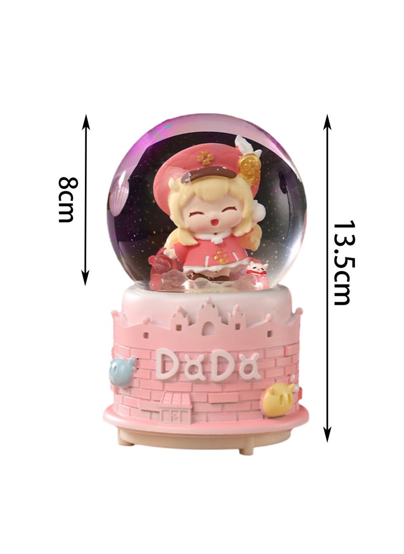 Red Hat Girls Snow Globe Spinning Music Box With Color Changing Led Lights Plays Songs Like Castle In The Sky, Music Birthday Gift For Kids Girls Women