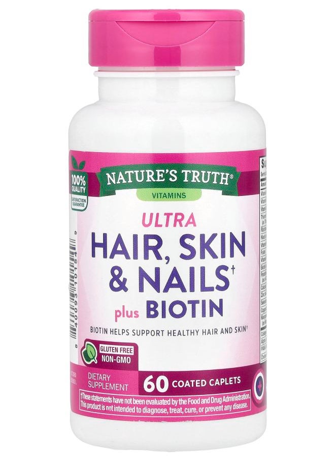 Ultra Hair Skin & Nails Plus Biotin  60 Coated Caplets