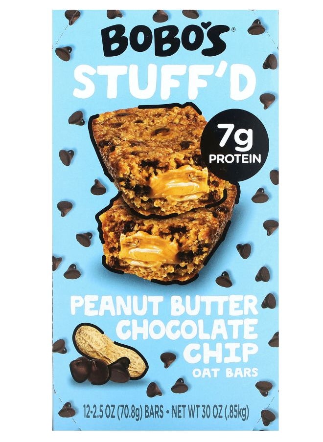 Stuff'd Oat Bars Peanut Butter Chocolate Chip 12 Bars 2.5 oz (70.8 g) Each