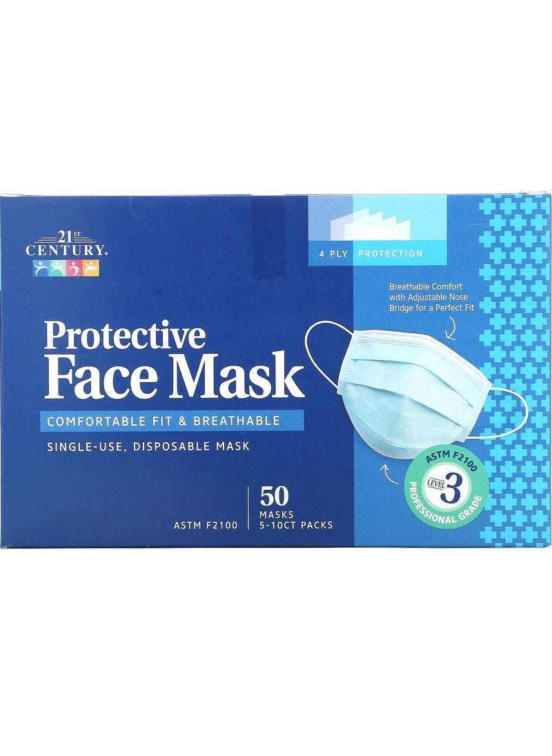 Protective Face Mask Single Use Disposable - 50 Masks