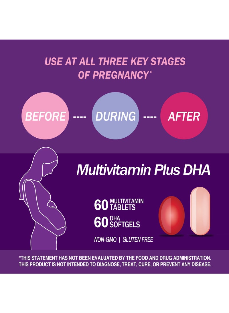 Prenatal Multivitamin Plus DHA 2 Bottles 60 Tablets / 60 Softgels