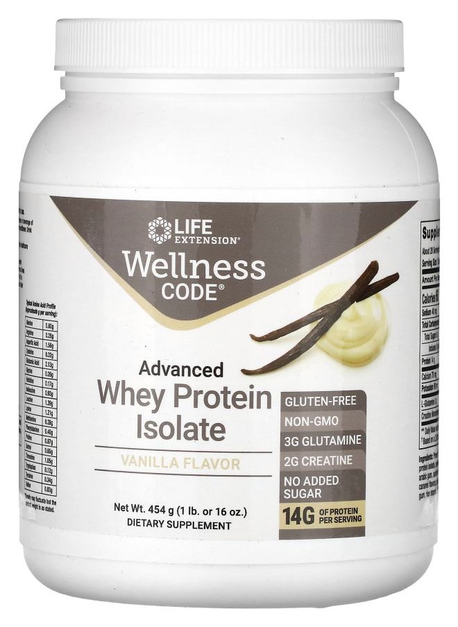 Wellness Code Advanced Whey Protein Isolate Vanilla 1 lb (454 g)