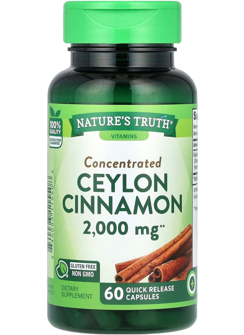 Concentrated Ceylon Cinnamon, 2,000 mg, 60 Quick Release Capsules