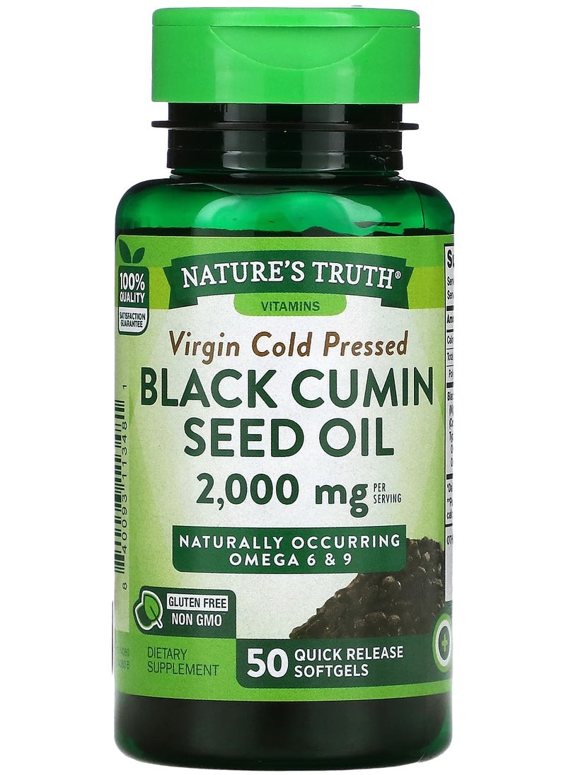 Black Cumin Seed Oil, 2,000 mg, 50 Quick Release Softgels (1,000 mg per Softgel)