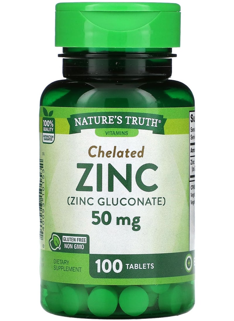 Chelated Zinc, 50 mg, 100 Tablets