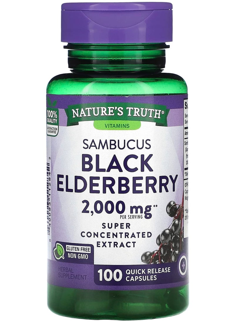 Sambucus Black Elderberry, 2,000 mg, 100 Quick Release Capsules (1,000 mg per Capsule)