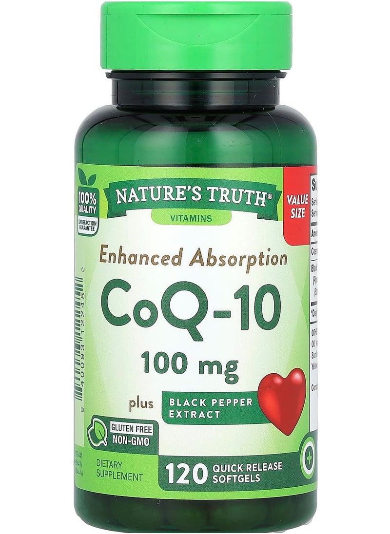 CoQ-10, Enhanced Absorption, 100 mg, 120 Quick Release Softgels