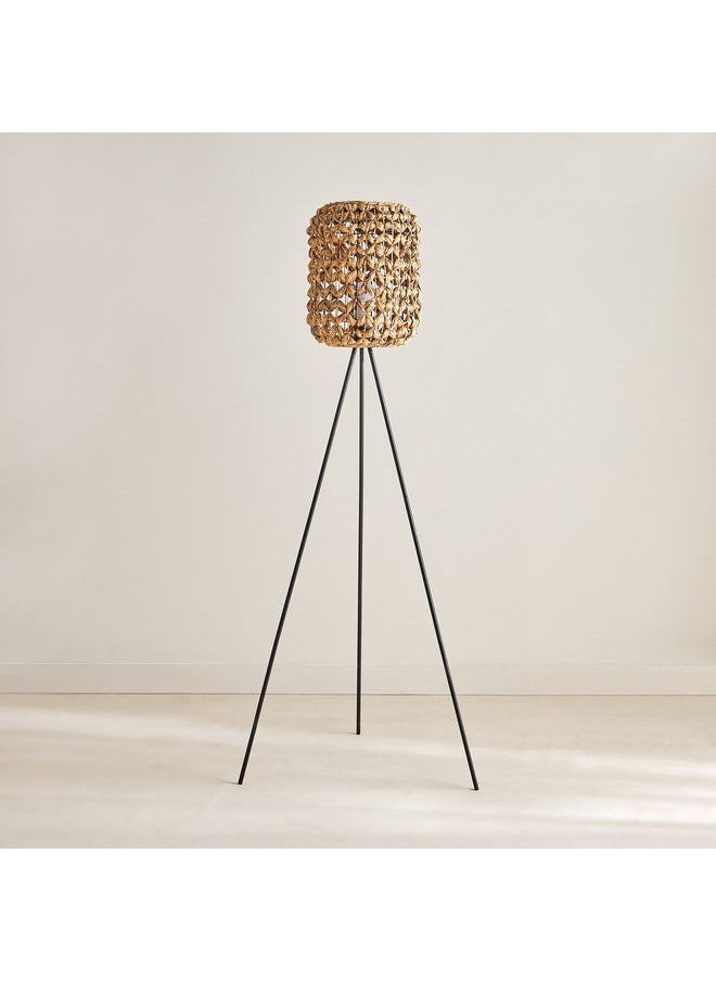 Collett E27 Metal Floor Lamp with Seagrass Shade 62 x 58 x 156 cm