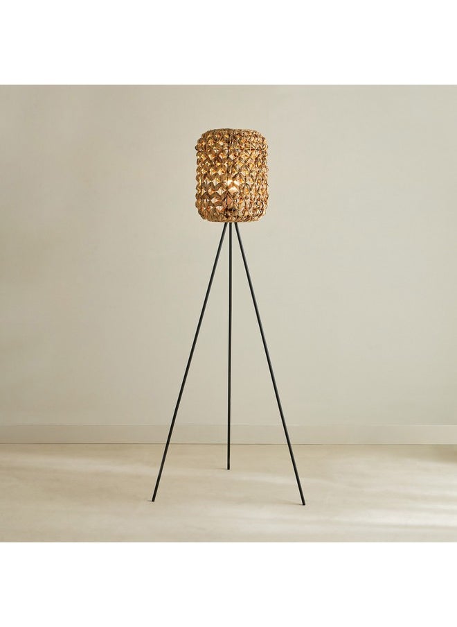 Collett E27 Metal Floor Lamp with Seagrass Shade 62 x 58 x 156 cm