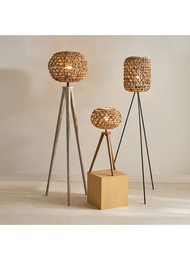 Collett E27 Metal Floor Lamp with Seagrass Shade 62 x 58 x 156 cm