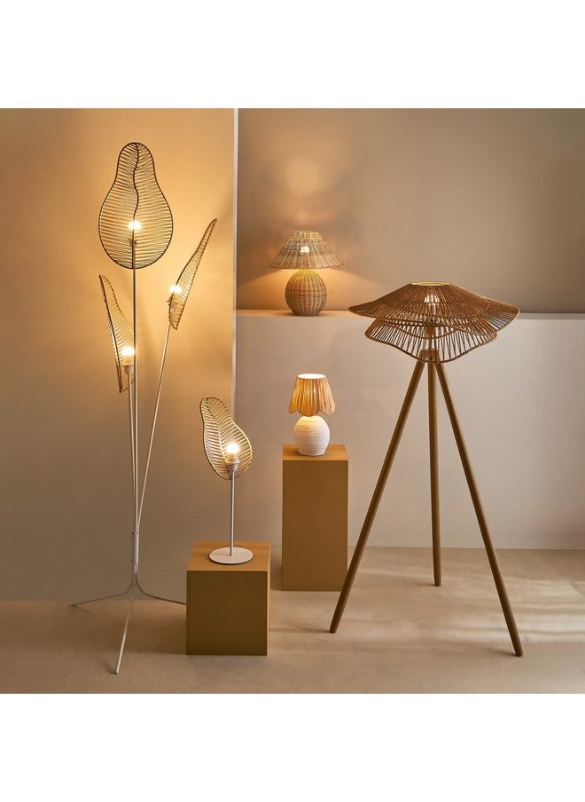 Collett Decorative 3-Light Metal Floor Lamp with Rattan Shade 60 x 196 x 50 cm